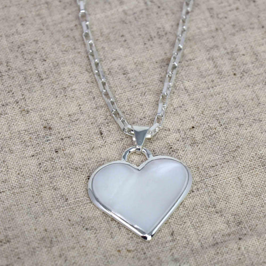 Corazon Blanco White Heart Pendant with Chain - Artisana