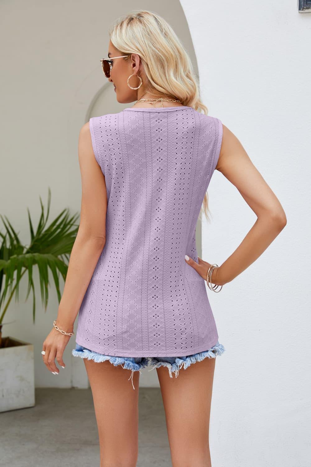 Spliced Lace V-Neck Tank - Flyclothing LLC