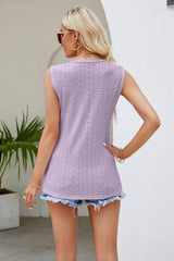 Spliced Lace V-Neck Tank - Trendsi - Flyclothing LLC