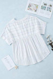 Striped Notched Short Sleeve T-Shirt - Trendsi - Flyclothing LLC