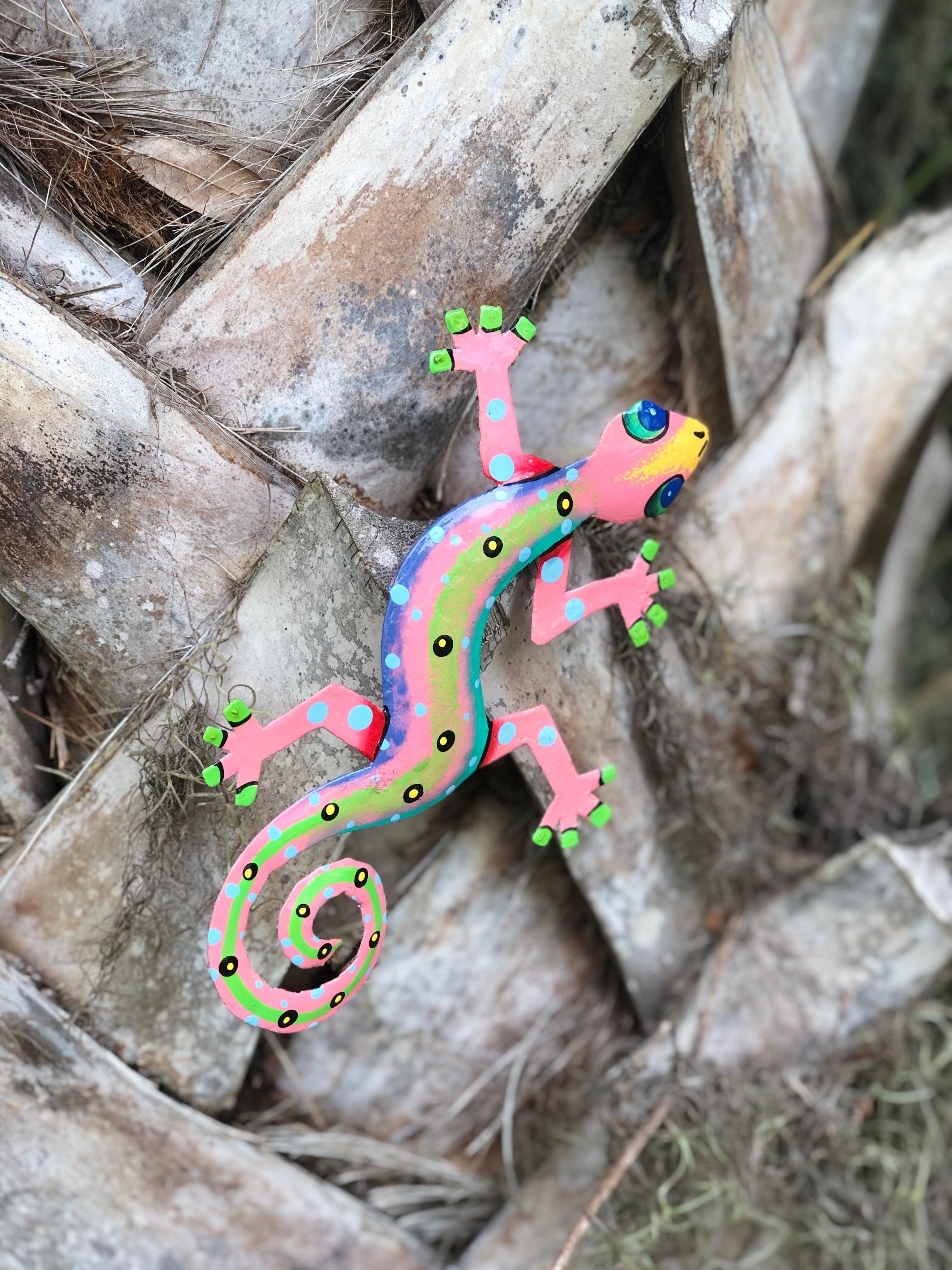 Colorful Gecko Haitian Steel Drum Wall Art, 13 inch Polka Dots - Flyclothing LLC