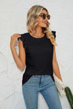 Smocked Round Neck Eyelet Top - Trendsi - Flyclothing LLC