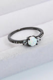 925 Sterling Silver Round Opal Ring - Trendsi