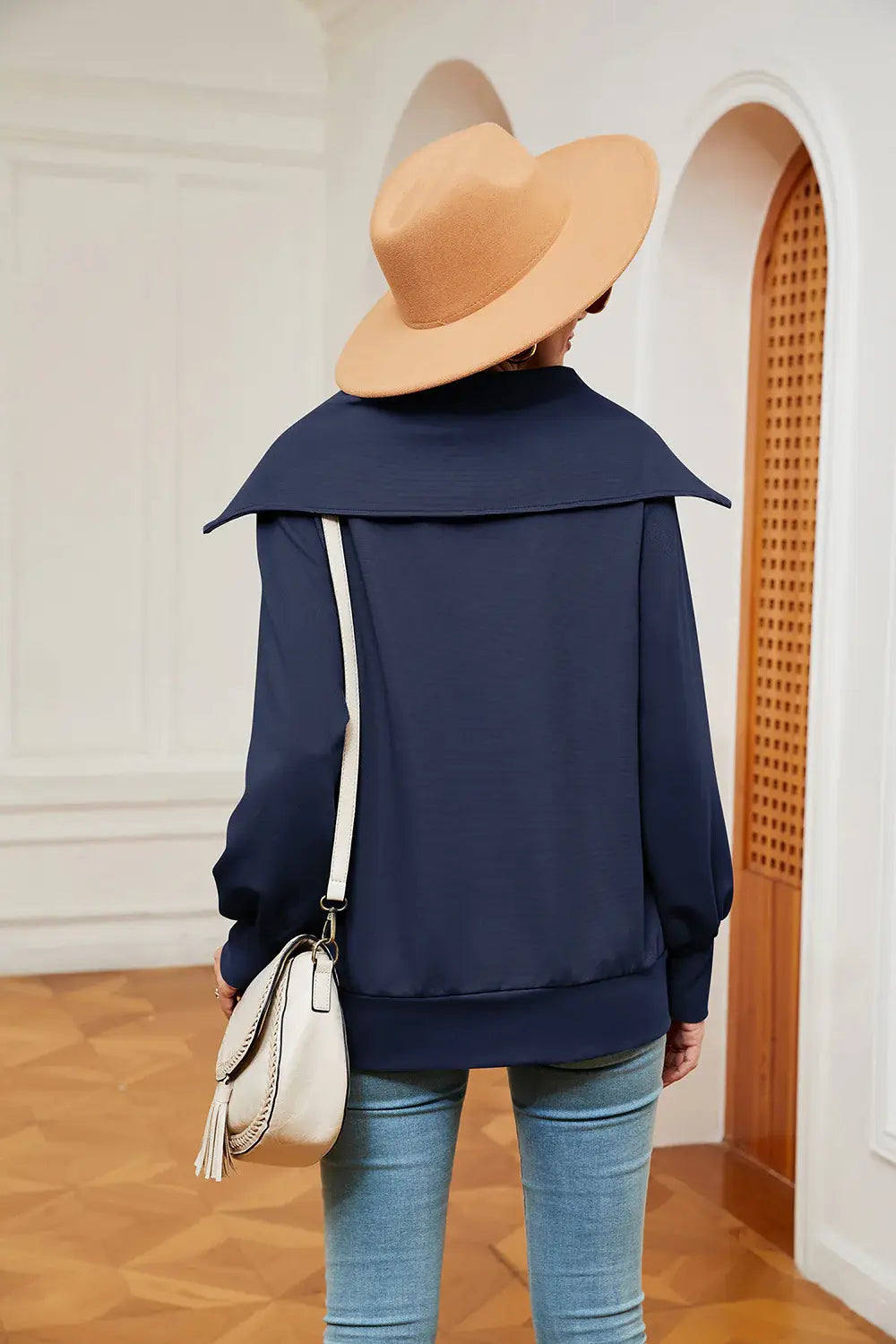 Half-Zip Collared Sweatshirt - Trendsi - Flyclothing LLC