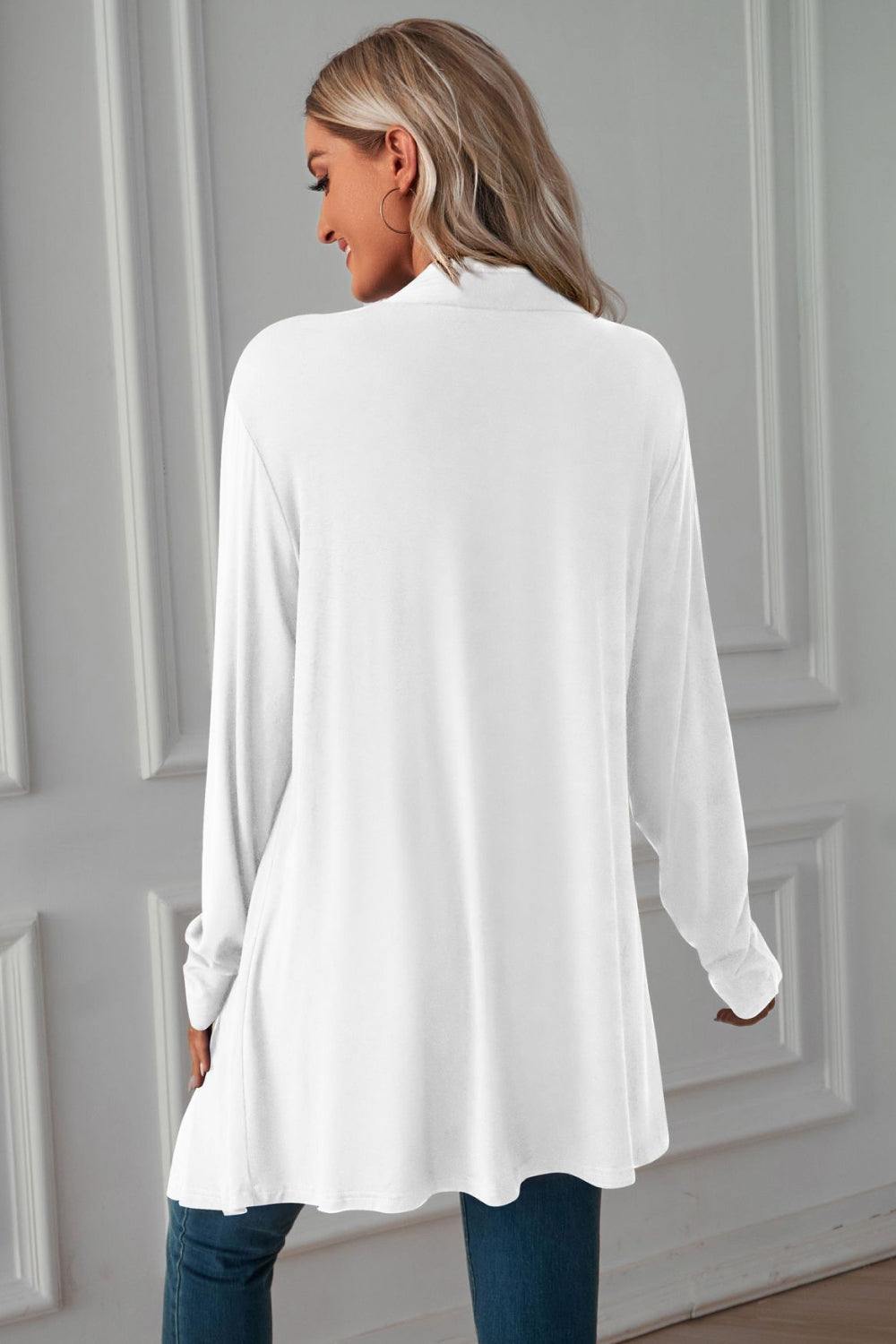 Open Front Long Sleeve Cardigan - Trendsi