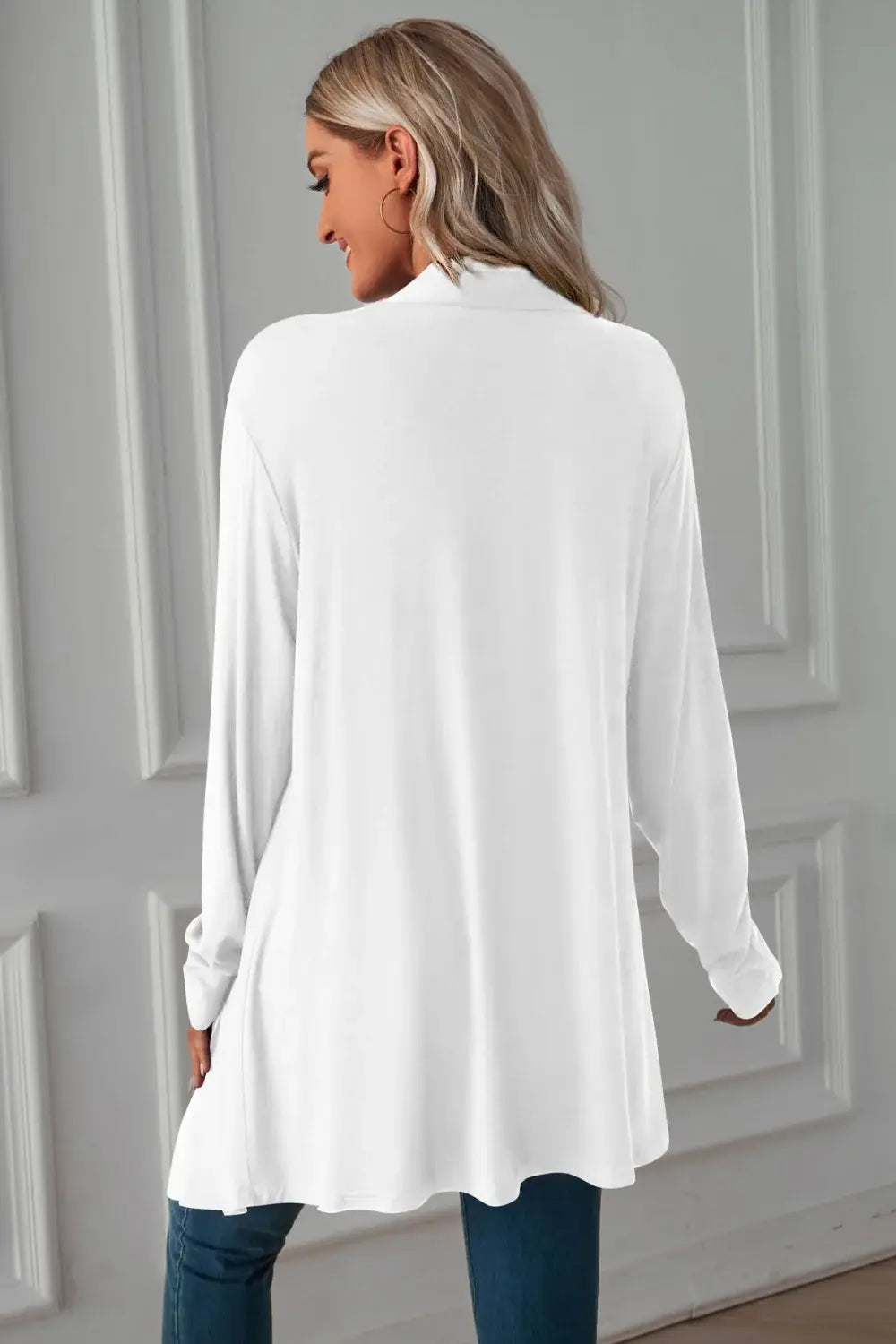 Open Front Long Sleeve Cardigan - Trendsi - Flyclothing LLC