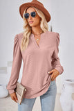 Notched Long Sleeve T-Shirt - Trendsi - Flyclothing LLC