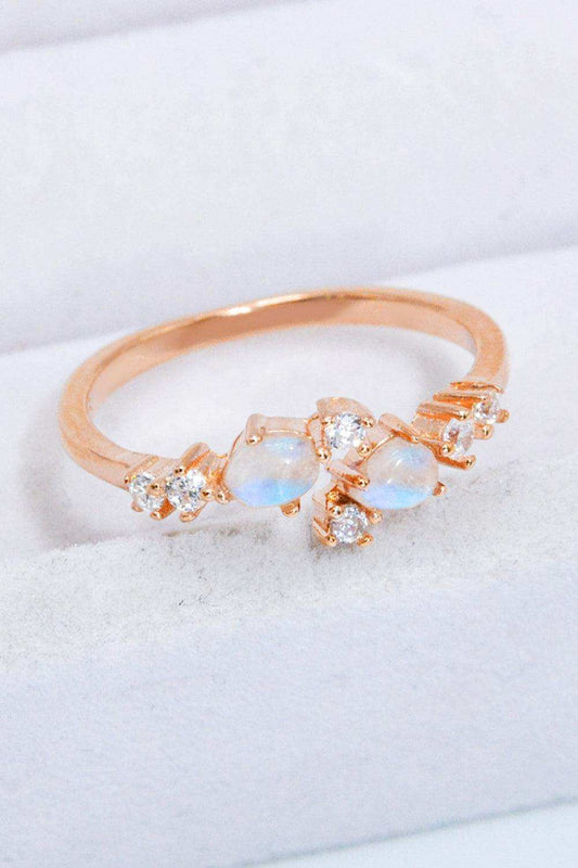 Natural Moonstone and Zircon Open Ring - Trendsi - Flyclothing LLC
