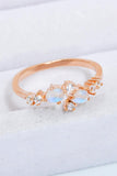 Natural Moonstone and Zircon Open Ring - Trendsi