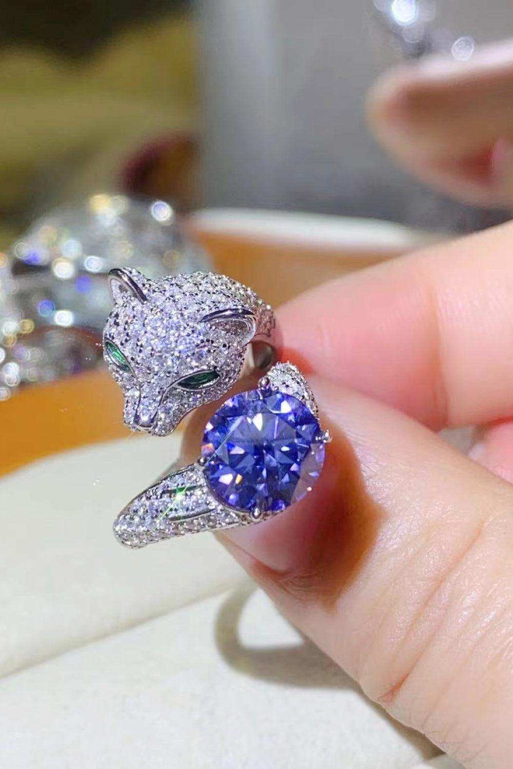 2 Carat Moissanite Adjustable Animal Bypass Ring - Trendsi - Flyclothing LLC