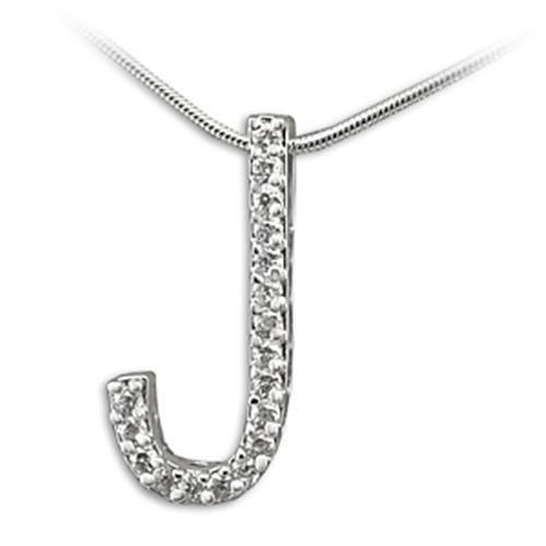 Alamode Rhodium Brass Pendant with AAA Grade CZ in Clear - Flyclothing LLC