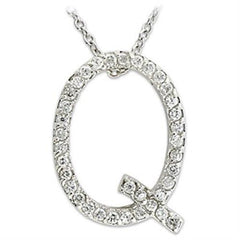 Alamode Rhodium Brass Pendant with AAA Grade CZ in Clear - Flyclothing LLC