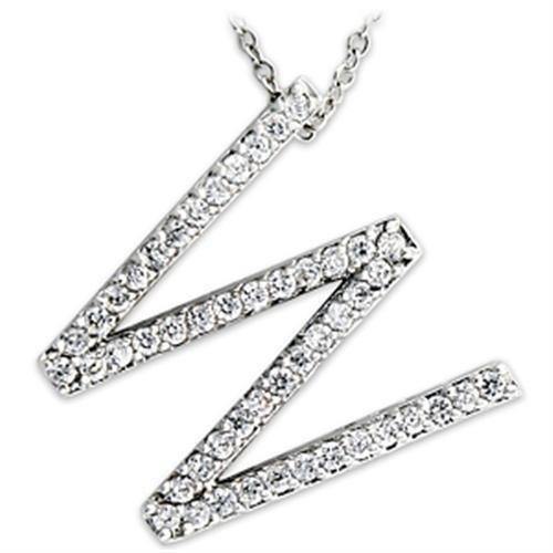 Alamode Rhodium Brass Pendant with AAA Grade CZ in Clear - Alamode