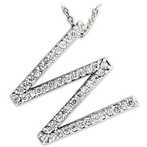 Alamode Rhodium Brass Pendant with AAA Grade CZ in Clear - Alamode - Flyclothing LLC