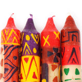 Hand-Painted 4" Dinner or Shabbat Candles, Set of 4  (Indabuko Design) - Nobunto