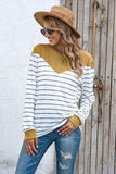 Striped Round Neck Long Sleeve T-Shirt - Trendsi - Flyclothing LLC