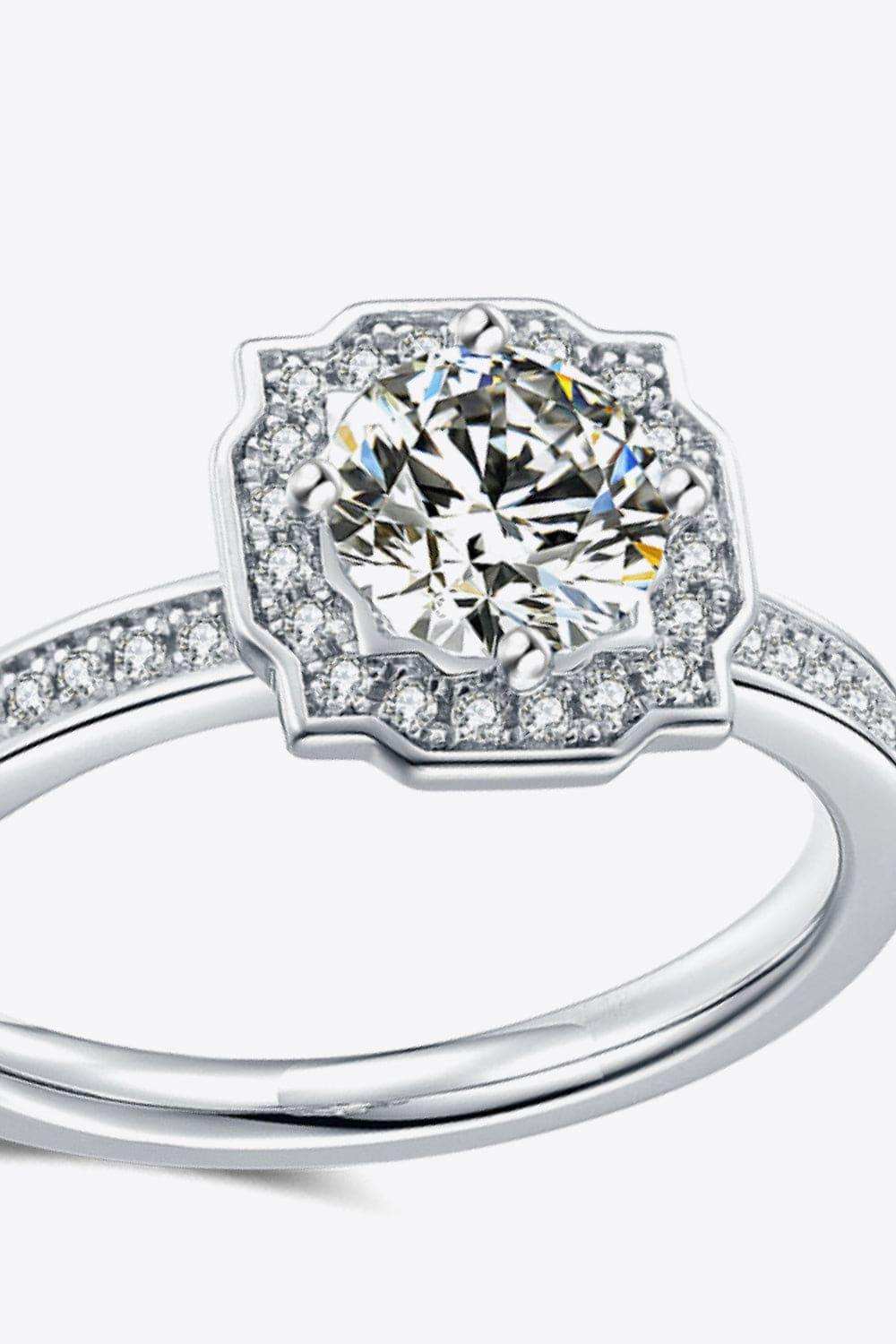 1 Carat Moissanite Platinum-Plated Ring - Trendsi - Flyclothing LLC