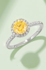 1 Carat Moissanite 925 Sterling Silver Halo Ring - Trendsi