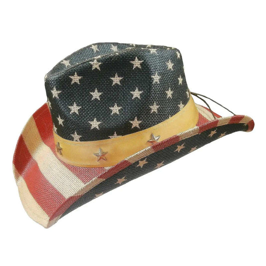 Rockmount Clothing American Flag Raffia Straw Western Cowboy Hat - Rockmount Clothing - Flyclothing LLC