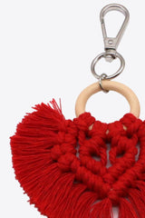 Assorted 4-Pack Heart-Shaped Macrame Fringe Keychain - Flyclothing LLC