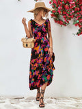 Multicolored V-Neck Backless Midi Dress - Trendsi - Flyclothing LLC