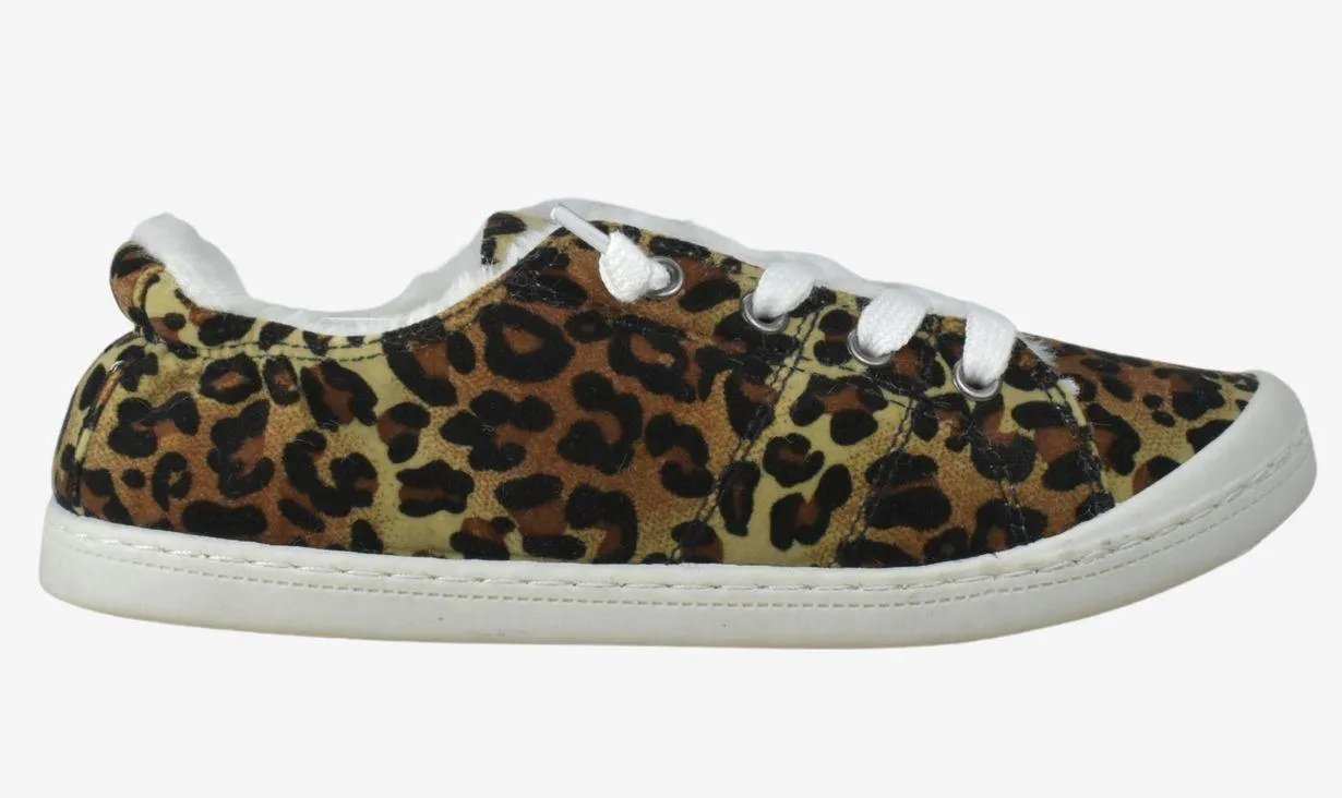 Shaboom Womens Canvas with Long Fur LEOPARD - Shaboom - Flyclothing LLC