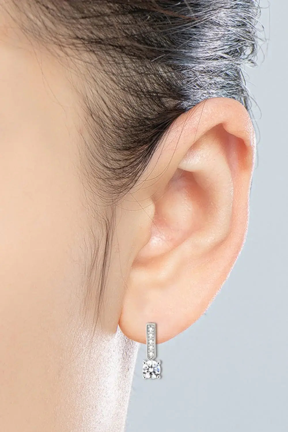 Moissanite and Zircon 925 Sterling Silver Drop Earrings - Trendsi - Flyclothing LLC