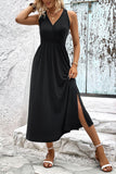 Surplice Neck Slit Sleeveless Dress - Trendsi