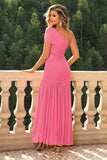 One-Shoulder Ruched Maxi Dress - Trendsi - Flyclothing LLC