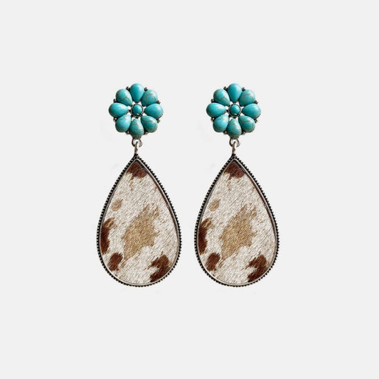 Turquoise Flower Teardrop Earrings - Flyclothing LLC