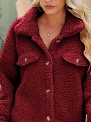 Button Down Collared Coat - Trendsi