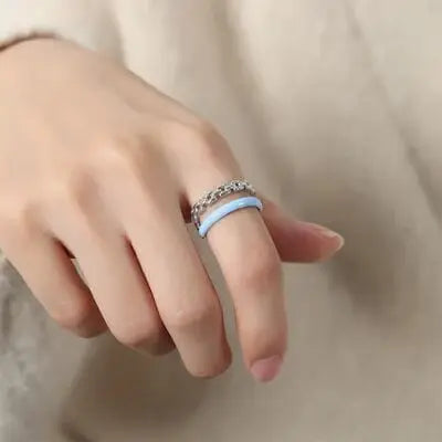 Enamel 18K Gold-Plated Open Ring - Trendsi - Flyclothing LLC