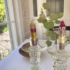 Hand-Painted 4" Dinner or Shabbat Candles, Set of 4 (Kileo Design) - Nobunto