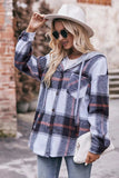Plaid Dropped Shoulder Hooded Jacket - Trendsi - Flyclothing LLC