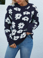 Floral Round Neck Sweater