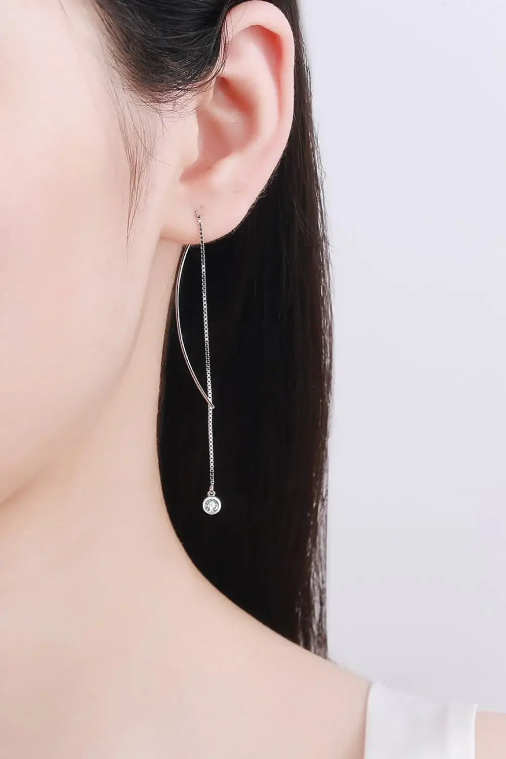 Moissanite 925 Sterling Silver Threader Earrings - Trendsi - Flyclothing LLC