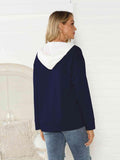 Contrast Zip Detail Hoodie - Trendsi