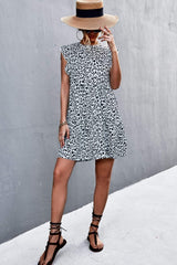 Leopard Round Neck Mini Dress - Trendsi - Flyclothing LLC