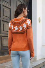 Ribbed Round Neck Long Sleeve Pullover Sweater - Trendsi - Flyclothing LLC