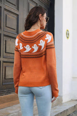 Ribbed Round Neck Long Sleeve Pullover Sweater - Trendsi