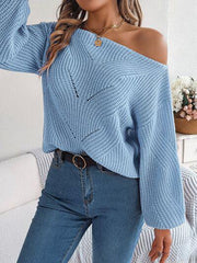 Openwork Long Sleeve Sweater - Trendsi