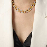 Zircon Titanium Steel Chunky Chain Necklace - Trendsi - Flyclothing LLC