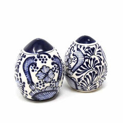 Encantada Handmade Pottery Spice Shakers, Blue Flower - Encantada