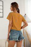 Decorative Button V-Neck Tied Blouse - Trendsi - Flyclothing LLC