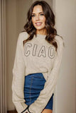 CIAO Round Neck Dropped Shoulder Sweater - Trendsi - Flyclothing LLC