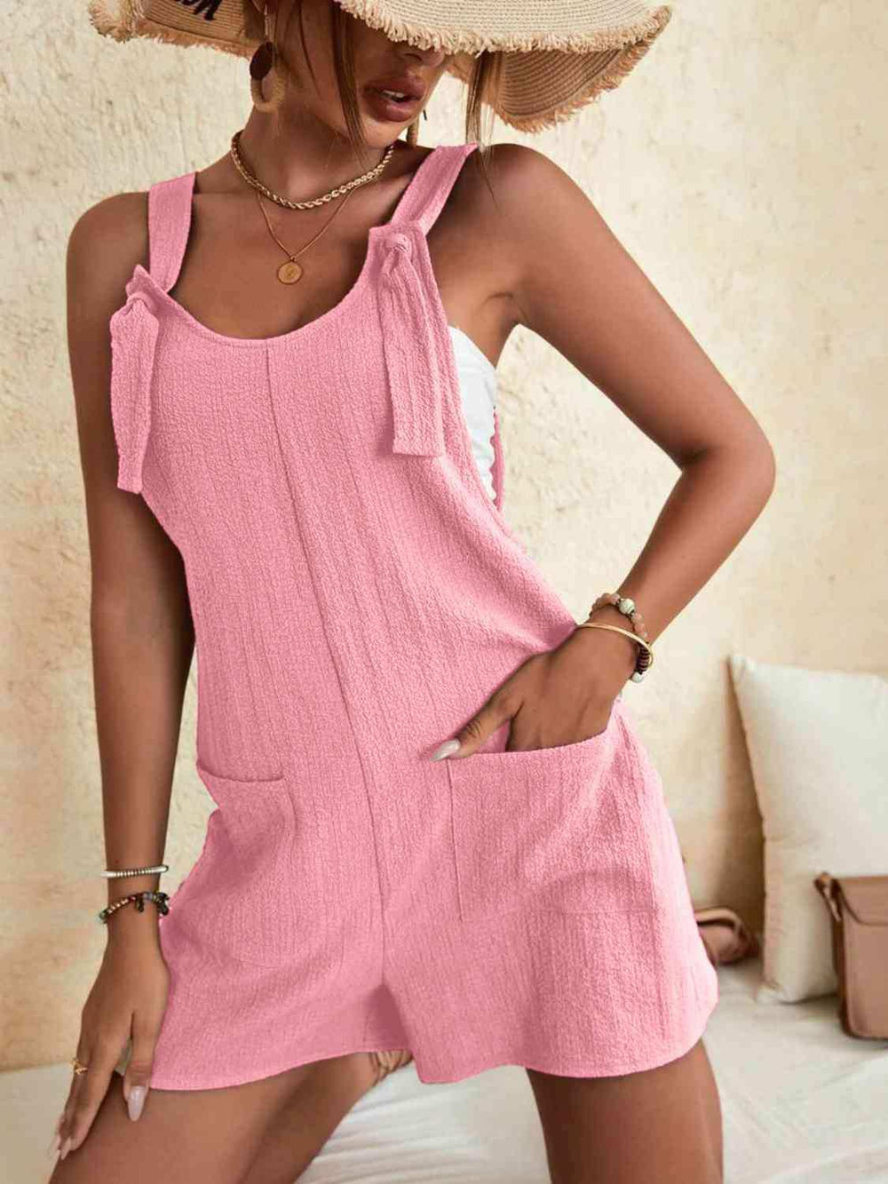 Full Size Scoop Neck Romper with Pockets - Trendsi - Flyclothing LLC