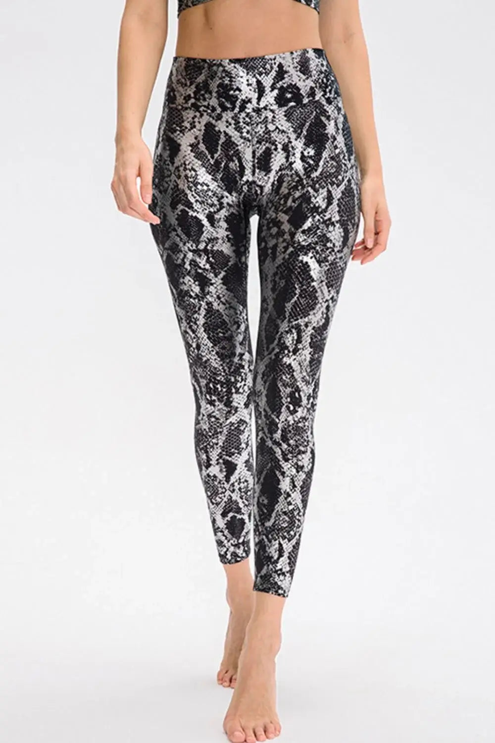 Animal Print Slim Fit Wide Waistband Long Sports Pants - Trendsi - Flyclothing LLC