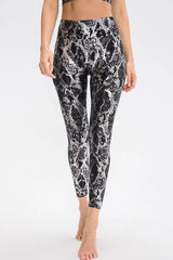 Animal Print Slim Fit Wide Waistband Long Sports Pants - Trendsi - Flyclothing LLC