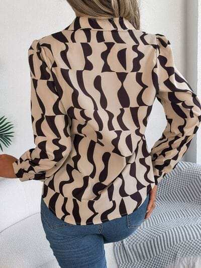 Printed Button Up Long Sleeve Shirt - Trendsi - Flyclothing LLC