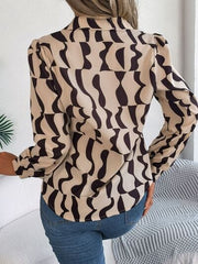Printed Button Up Long Sleeve Shirt - Trendsi